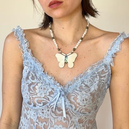 Vintage Butterfly & Pearl Necklace
