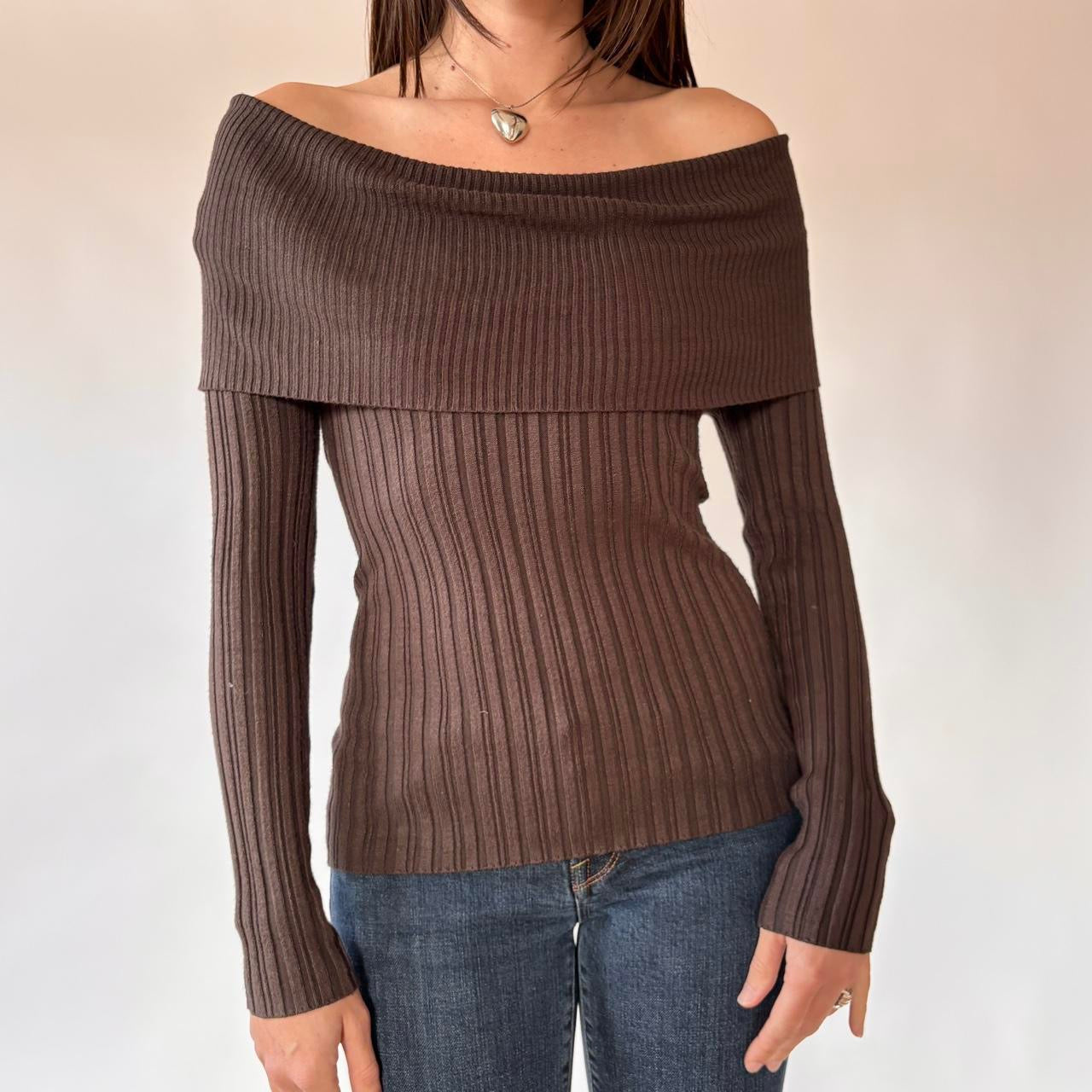 Y2K Chocolate Fold Over Top (L)