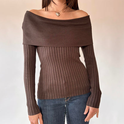 Y2K Chocolate Fold Over Top (L)