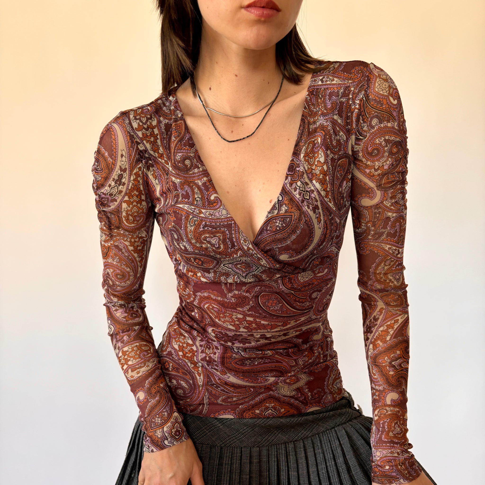 Y2K Mesh Paisley Top (XS)