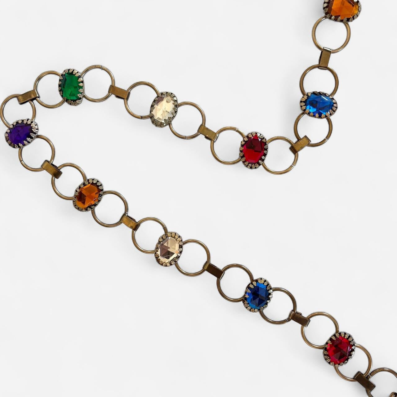 Vintage Rainbow Rhinestone Chain Belt