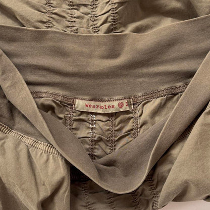 Y2K Olive Ruched Skirt (M)