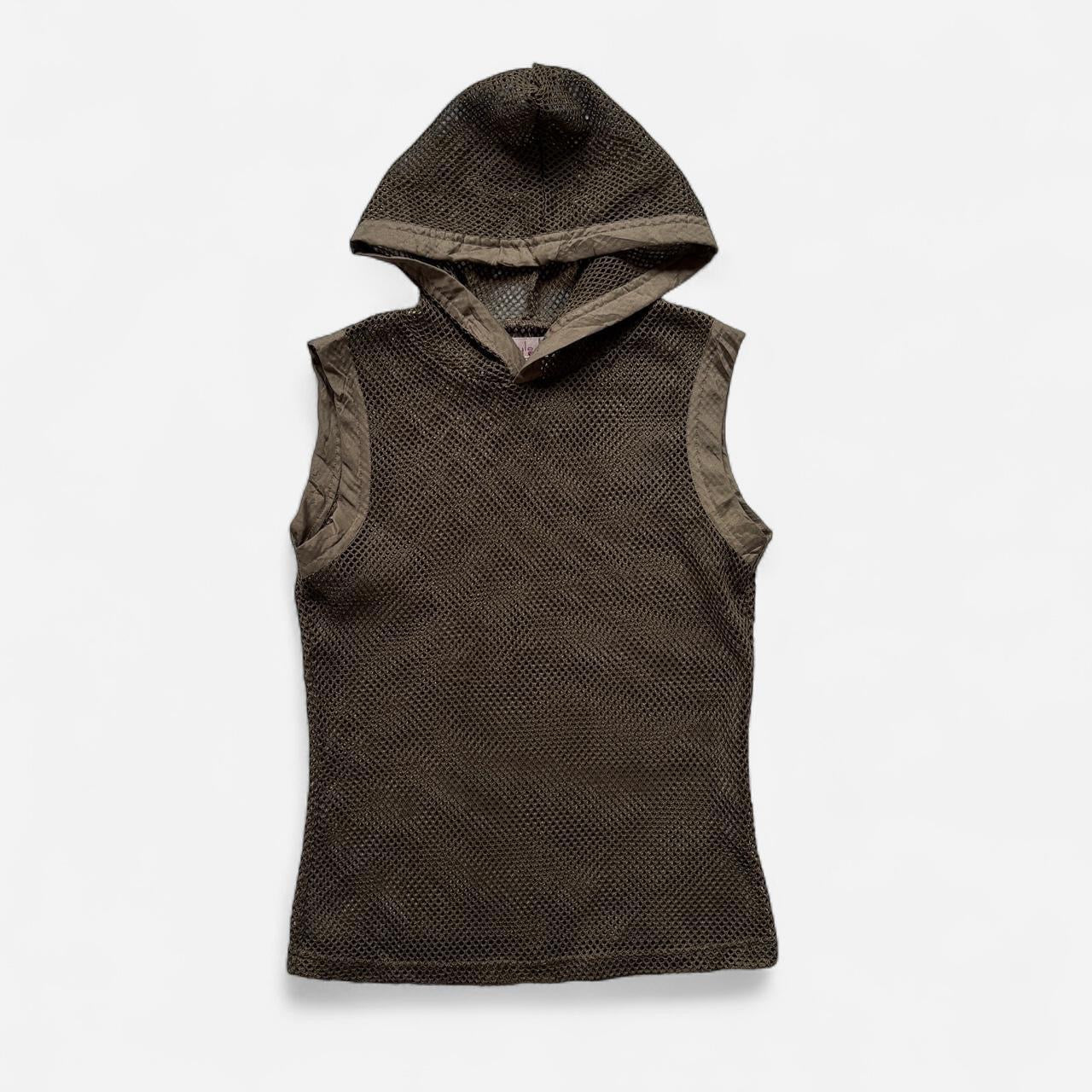 Hooded Olive Mesh Top (S)