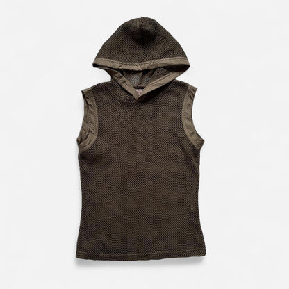 Hooded Olive Mesh Top (S)