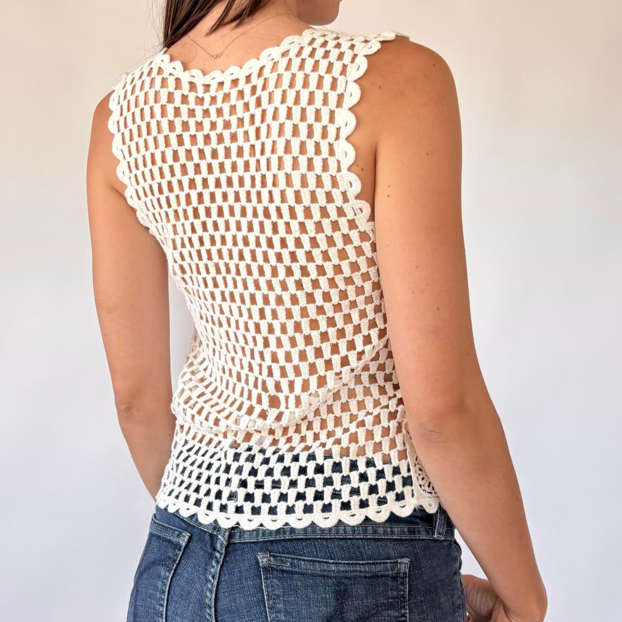 Tie Front Crochet Top (XS/S)