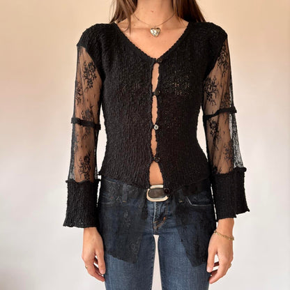 Surrealist Knit & Lace Cardigan (S)