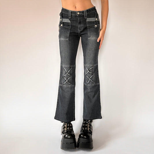 Y2K Zipper Flare Jeans (XS/S)