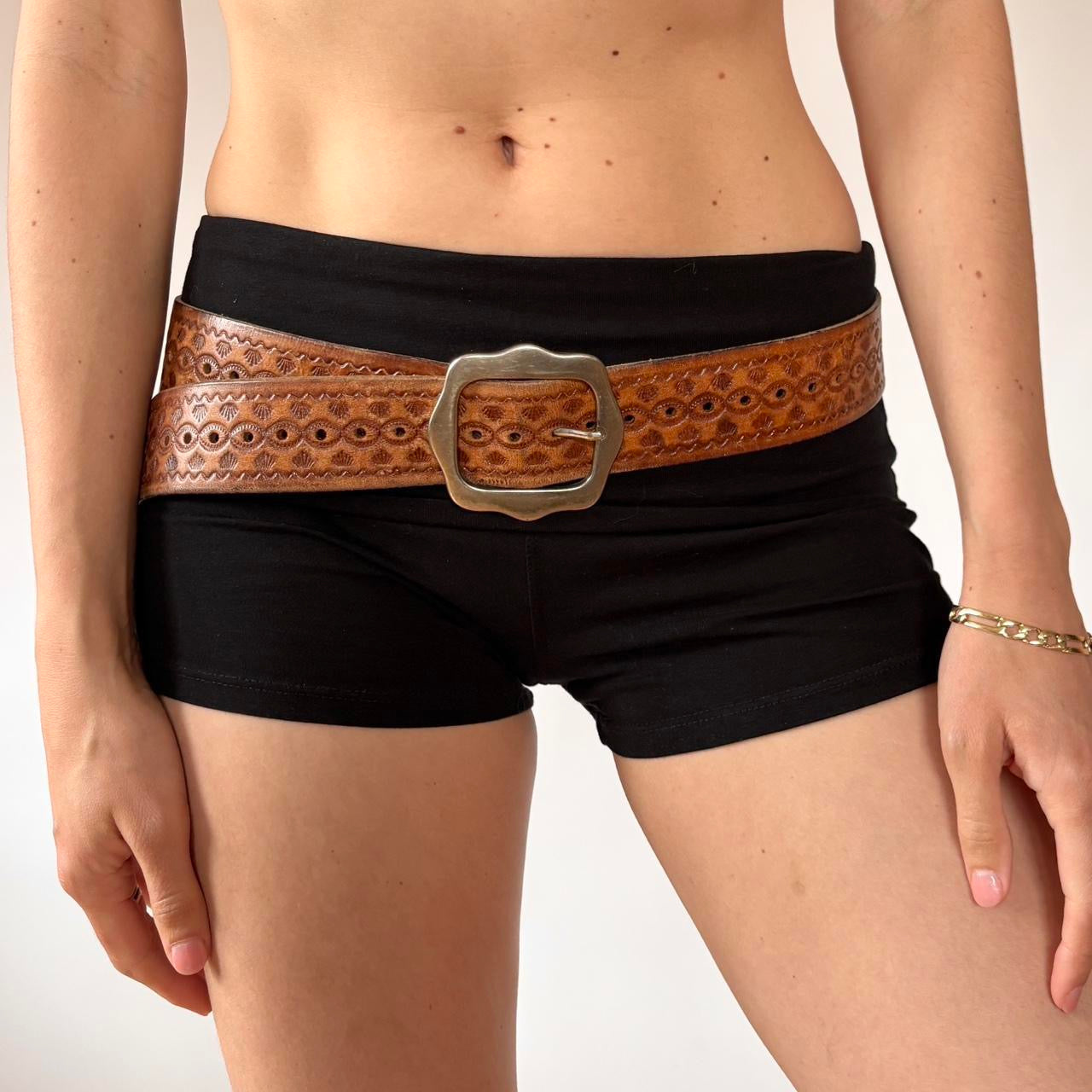 Vintage Embossed Genuine Leather Belt (M)
