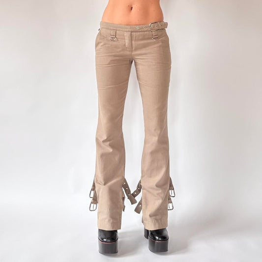 Italian Low Rise Nude Buckle Trousers (S)