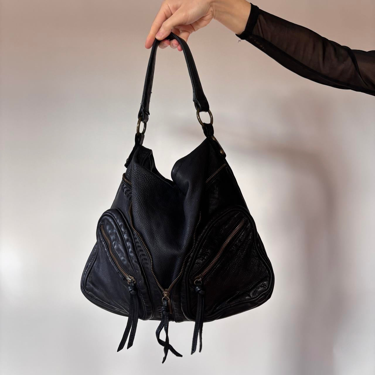 2000s Black Slouchy Leather Bag