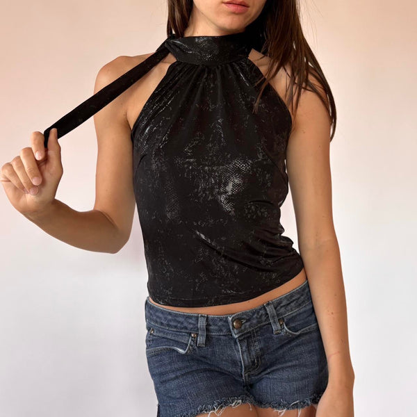 Y2K Snake Print Halter (S)