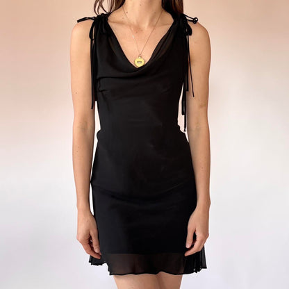 2000s Noir Cowl Neck Dress (XS/S)