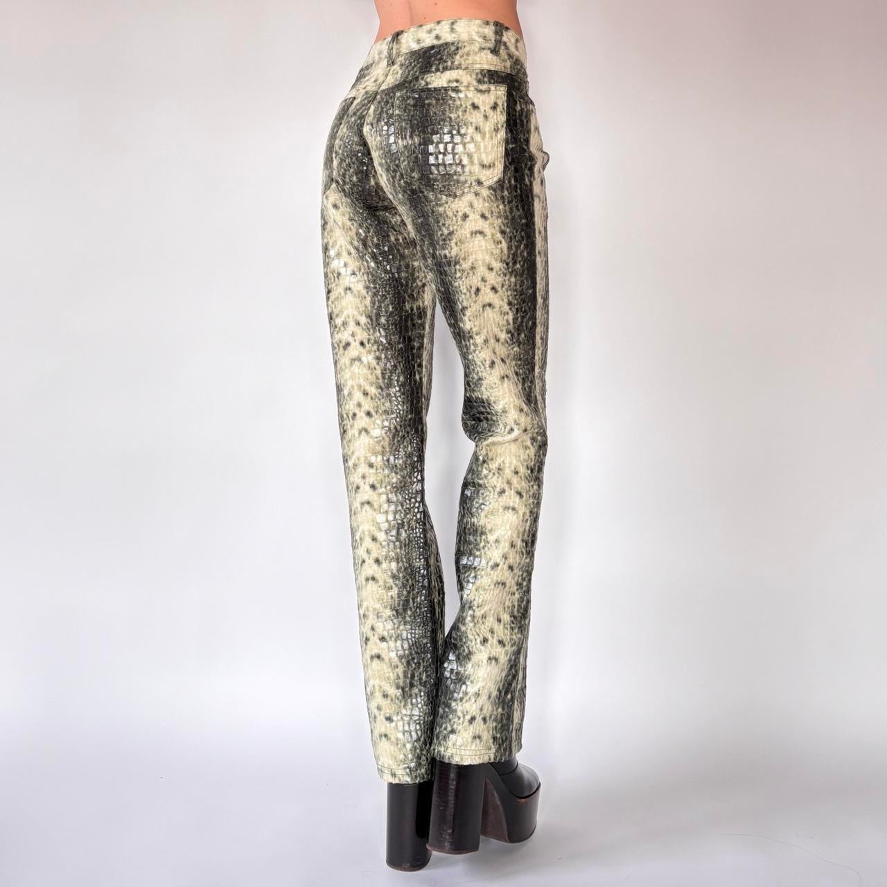 Y2K Snakeskin Flare Pants (S)