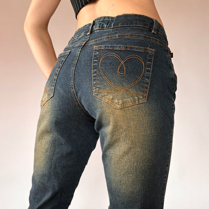 Y2K Lace Appliqué Jeans (S)