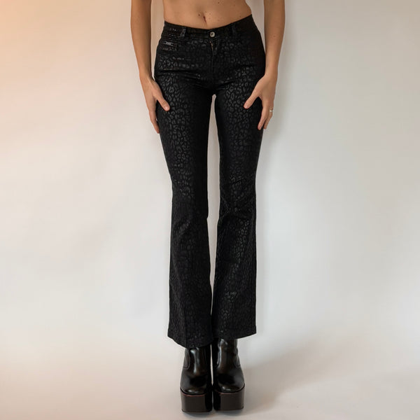 Y2K Noir Leopard Flares (XXS)