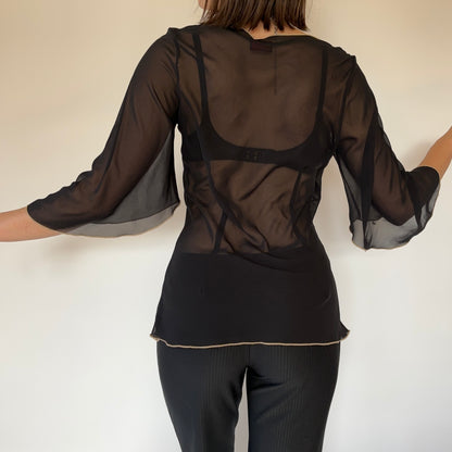 90s Sheer Flowy Top (M)