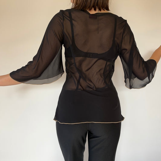 90s Sheer Flowy Top (M)