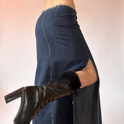 Y2K Denim Maxi Skirt (S)