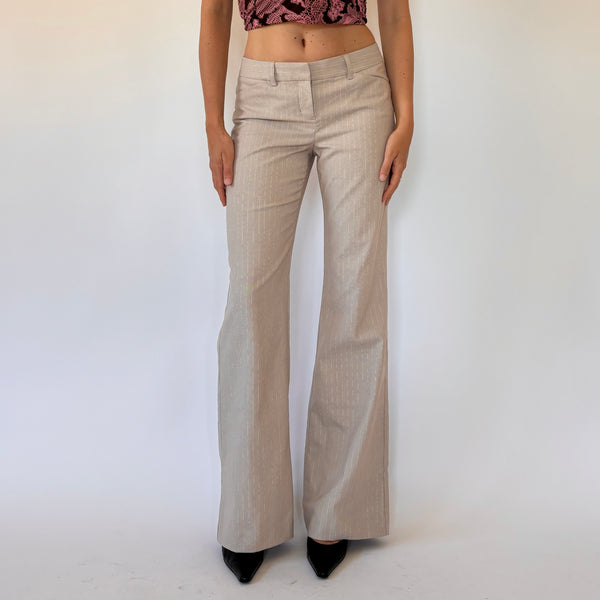 2000s Nude Pinstripe Flares (XS)