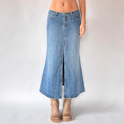 Y2K Deadstock Angels Denim Maxi Skirt (S/M)