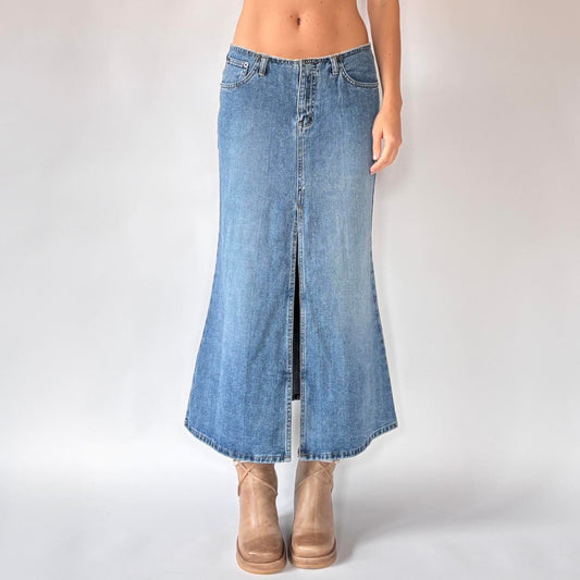 Y2K Deadstock Angels Denim Maxi Skirt (S/M)