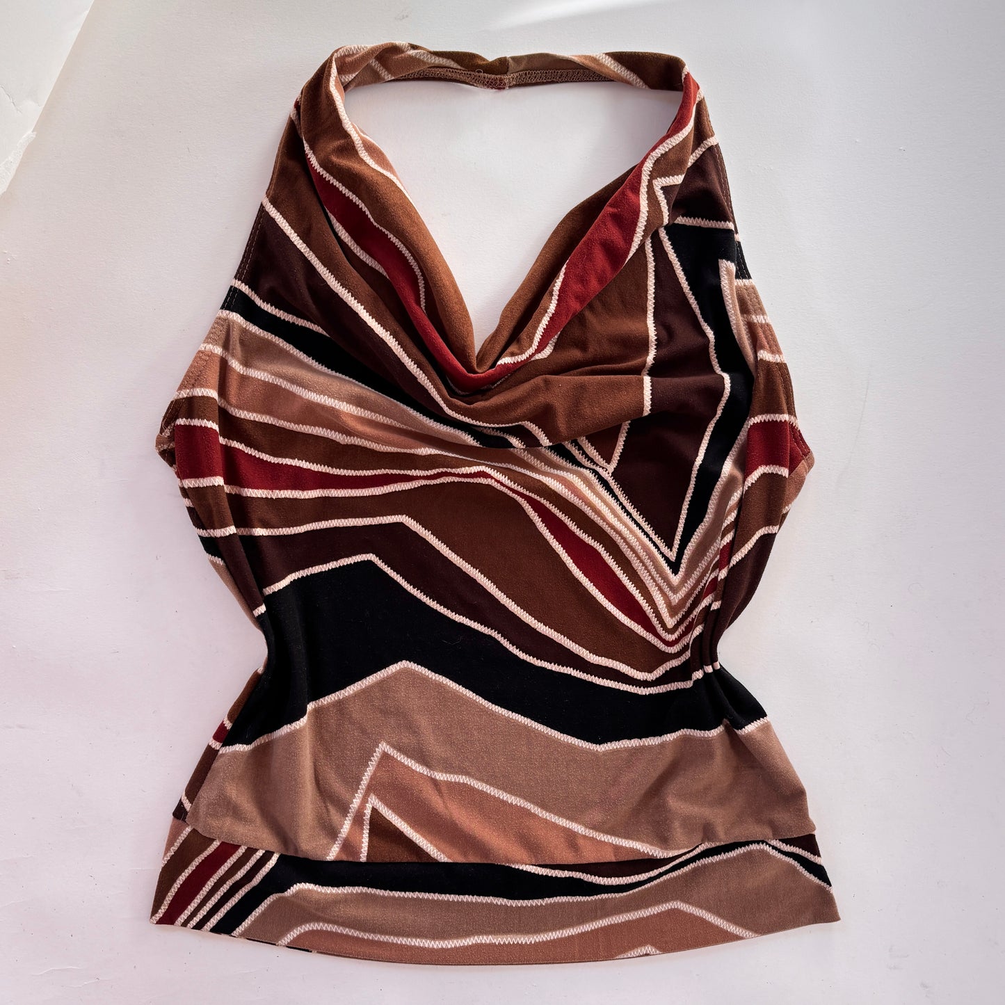 Y2K Brown Cowl Neck Tank (S)