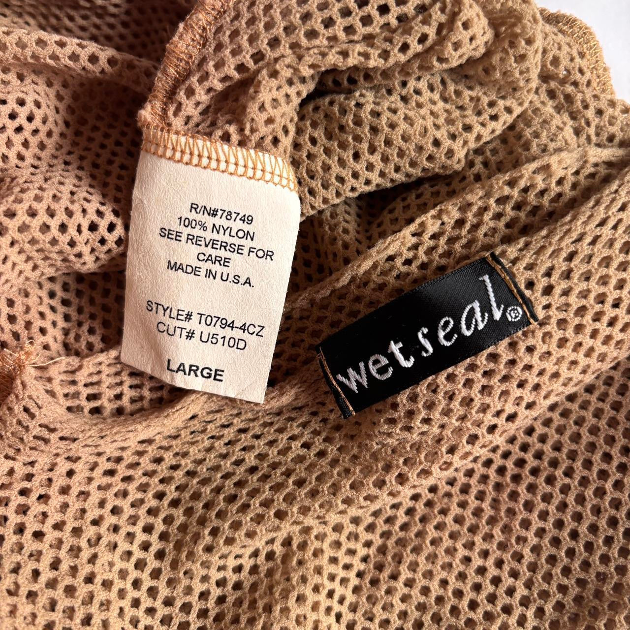 Y2K Nude Mesh Net Longsleeve Top (XS/S)