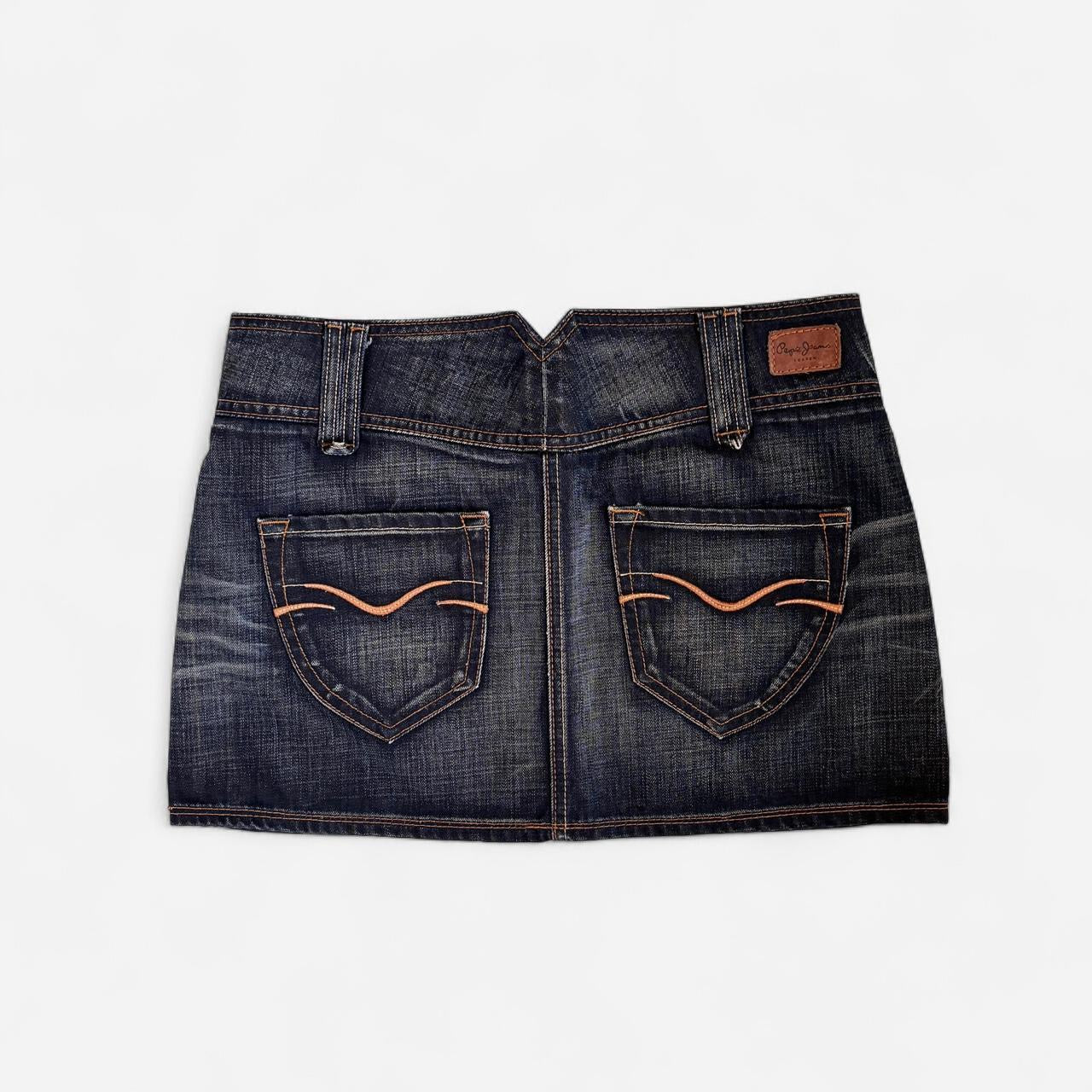 Y2K Faded Dark Wash Denim Mini Skirt (M)