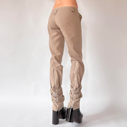 Italian Low Rise Nude Buckle Trousers (S)