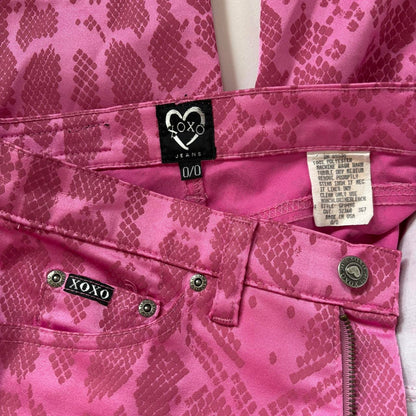 Y2K Pink Snakeskin Pants (XXS)