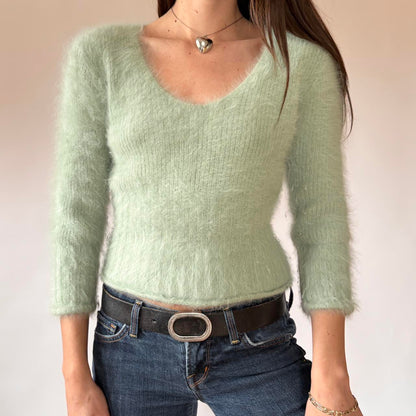 Minty Angora Knit Sweater (S/M)