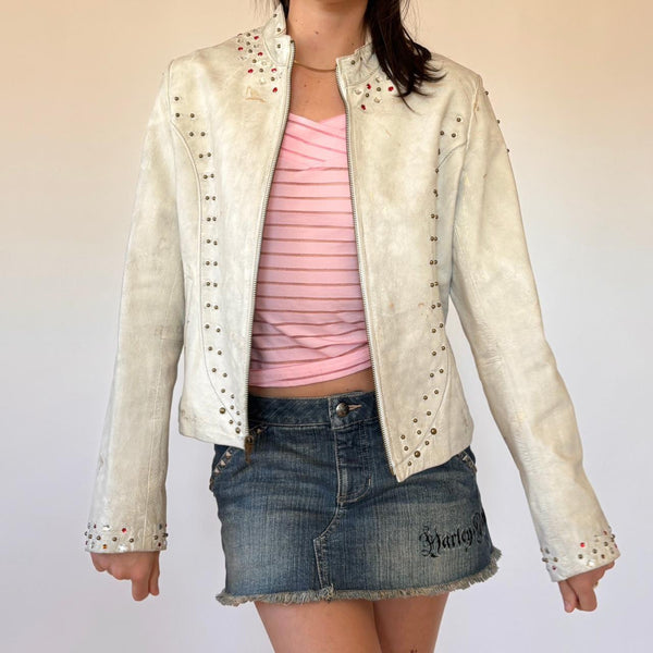 Y2K Wilson’s Studded & Painted Leather Jacket (S/M)
