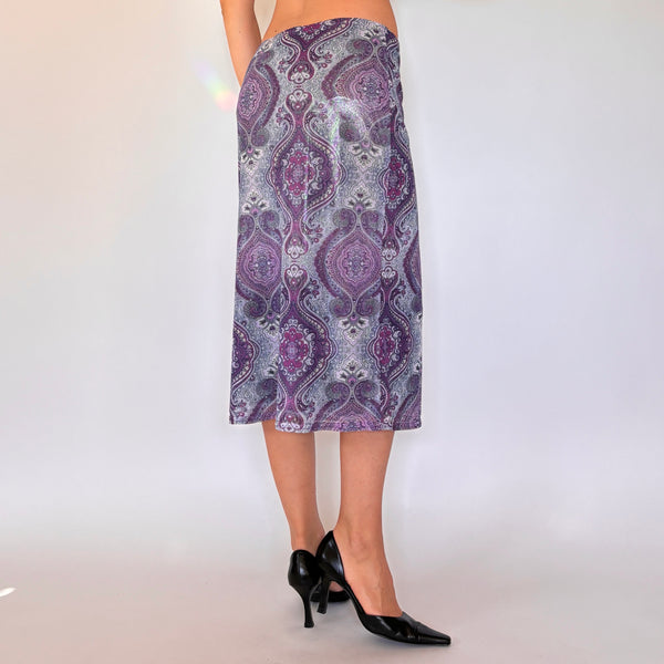 90s Iridescent Paisley Midi Skirt (M)