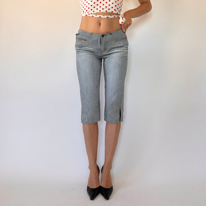 Y2K Pinstripe Denim Capris (XS)