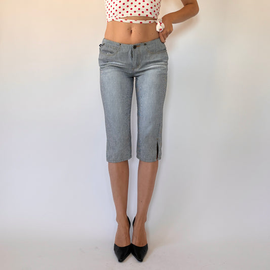 Y2K Pinstripe Denim Capris (XS)