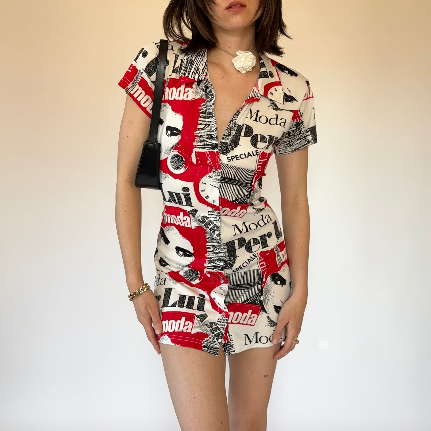 90s Media Print Dress (M)