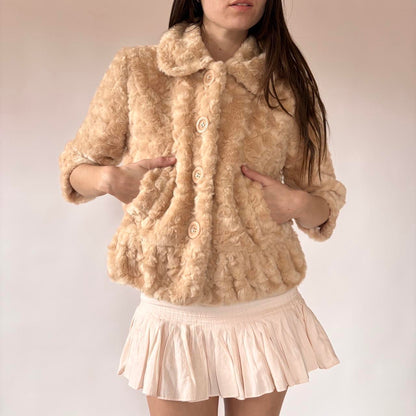 2000s Deadstock Faux Fur Babydoll Coat (M)