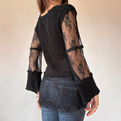 Surrealist Knit & Lace Cardigan (S)