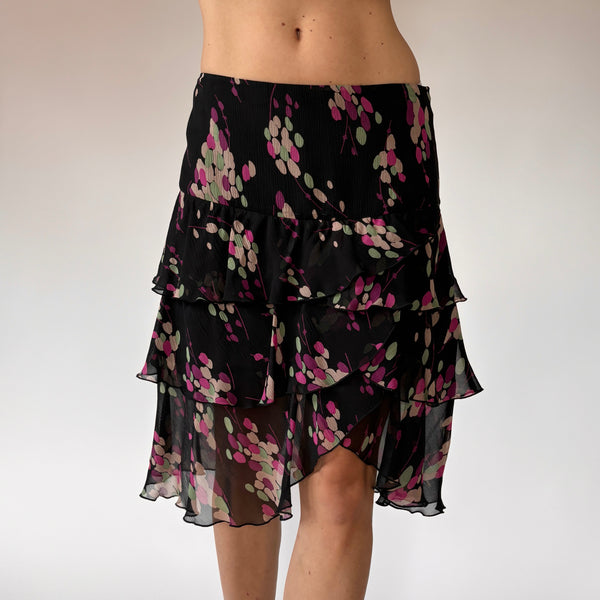 Pure Silk Tiered Skirt (M)