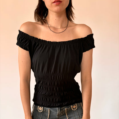 90s Noir Milkmaid Top (S/M)