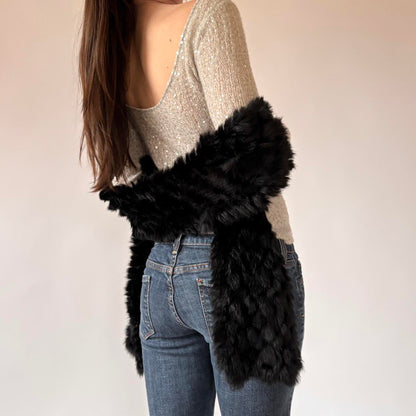 Noir Rabbit Fur Scarf