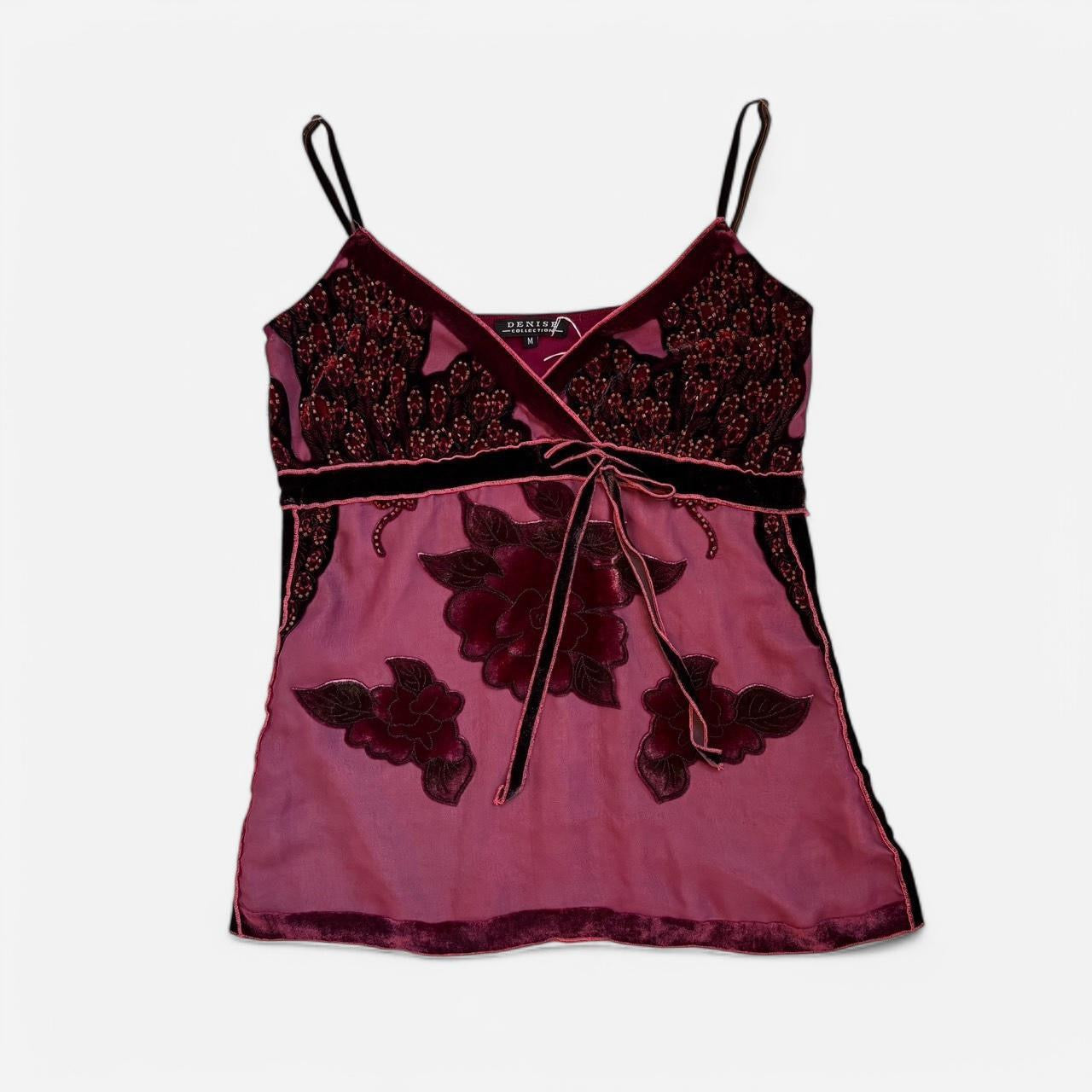 Y2K Italian Velvet Beaded Cami (M)