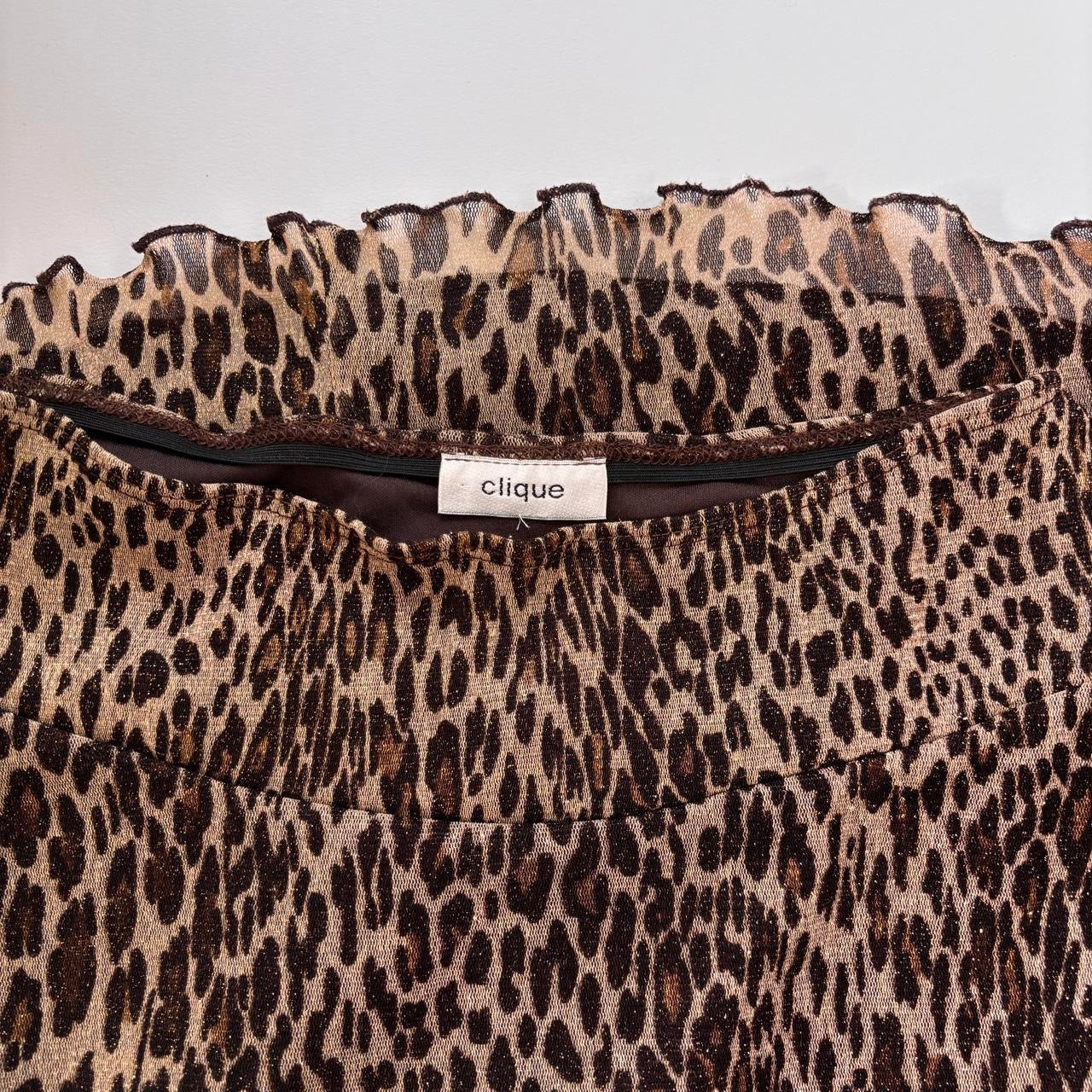 Y2K Leopard Mesh Midi Skirt (XS)