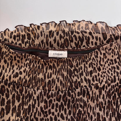 Y2K Leopard Mesh Midi Skirt (XS)