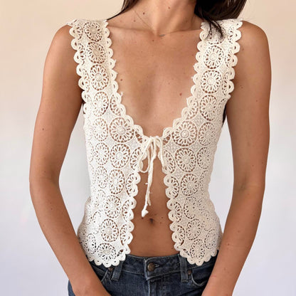 Tie Front Crochet Top (XS/S)