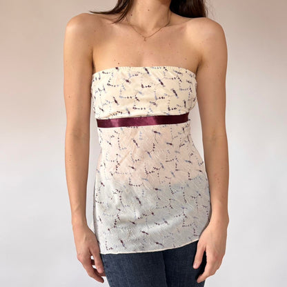 Y2K Strapless Ribbon Top (M)