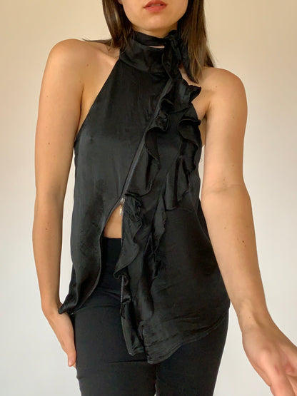Y2K Bebe Silk Top - Small