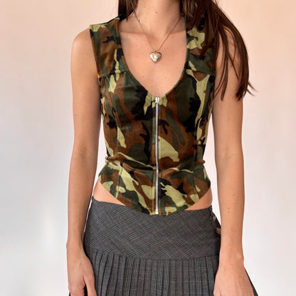 90s Lip Service Fuzzy Camo Top (S/M)