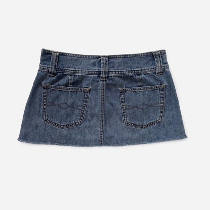 Y2K Belted Denim Micro Mini Skirt (XS)