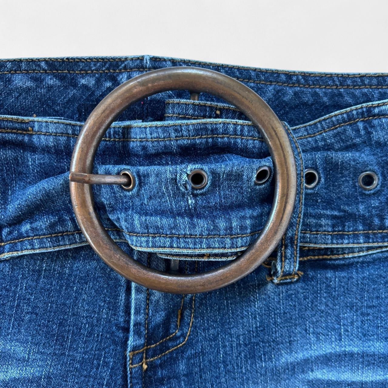 Y2K O-Ring Belted Low Rise Jeans (XS)